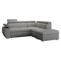 ECKSOFA Boston 2RR1P, Seite: Rechts 2R+R+1P(65)+PUFAP - Greige/Silberfarben, Holz/Textil (260/230cm) - MIRJAN24