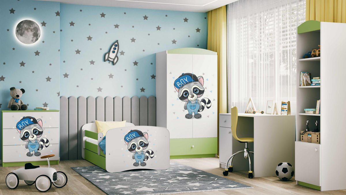 KOMMODE Babydreams Waschbär 81/81/41 - Grün, Holzwerkstoff (81/81/41cm) - RAUMHIRSCH FURNITURE