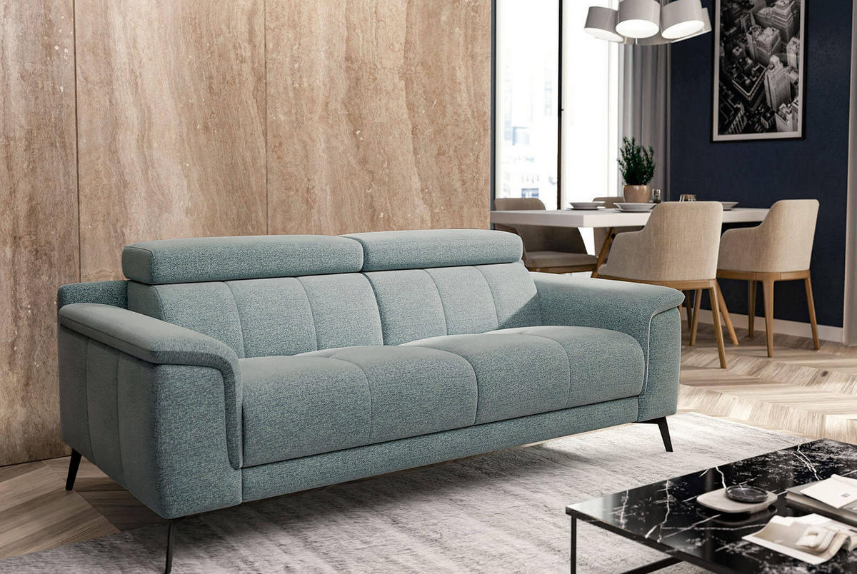 SOFA FIERO 3-Sitzer, mintgrün - Schwarz/Mintgrün, Holzwerkstoff/Textil (212/82/103cm) - Courtois Laville