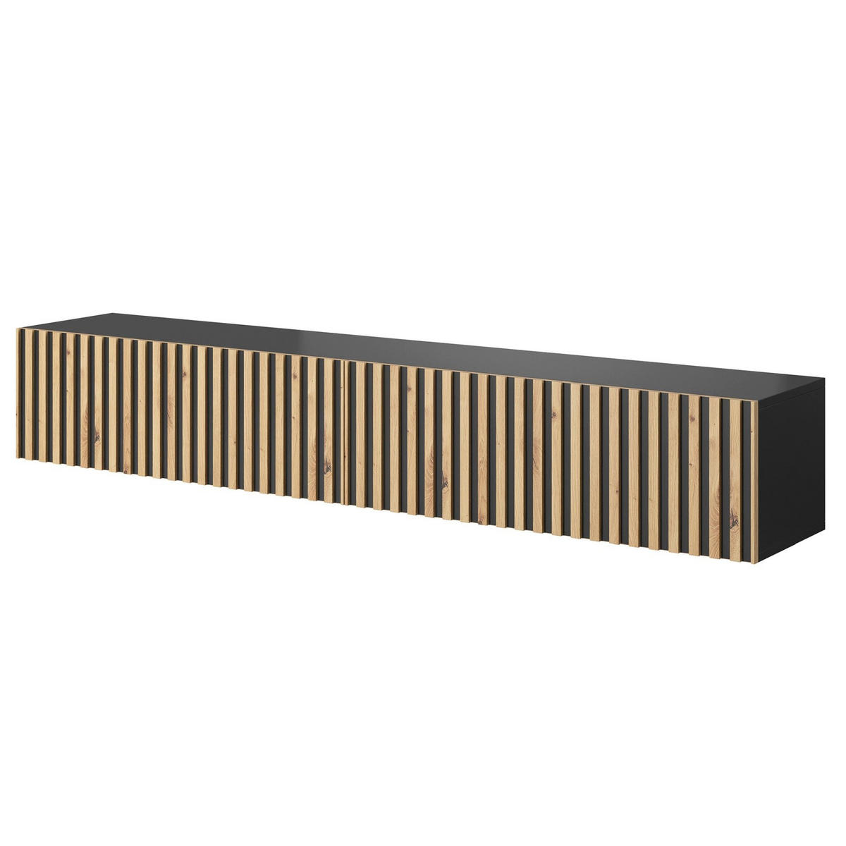 TV stolík Telire čierny / dub 175/30/32 cm - čierna/dub artisan, kompozitné drevo (175/30/31.6cm) - Selsey