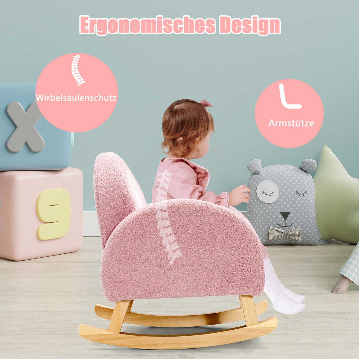 KINDERSOFA 51cm Pink - Pink, Holz (50/51/51cm) - COSTWAY