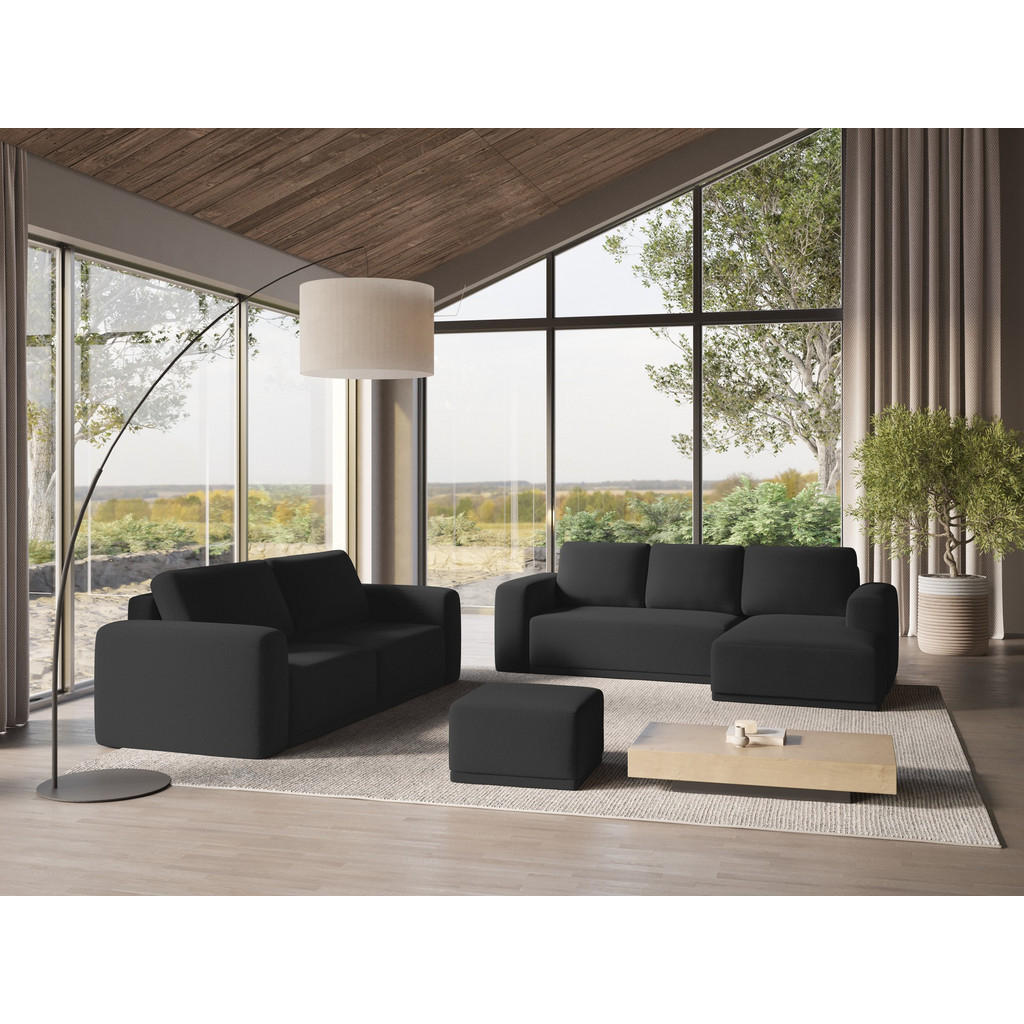 Thumbnail - Makamii Ecksofa, Anthrazit, Textil, 3-Sitzer, Füllung: Schaumstoff, L-Form, Ottomane rechts, 258x160 cm, Made in EU, Woh...