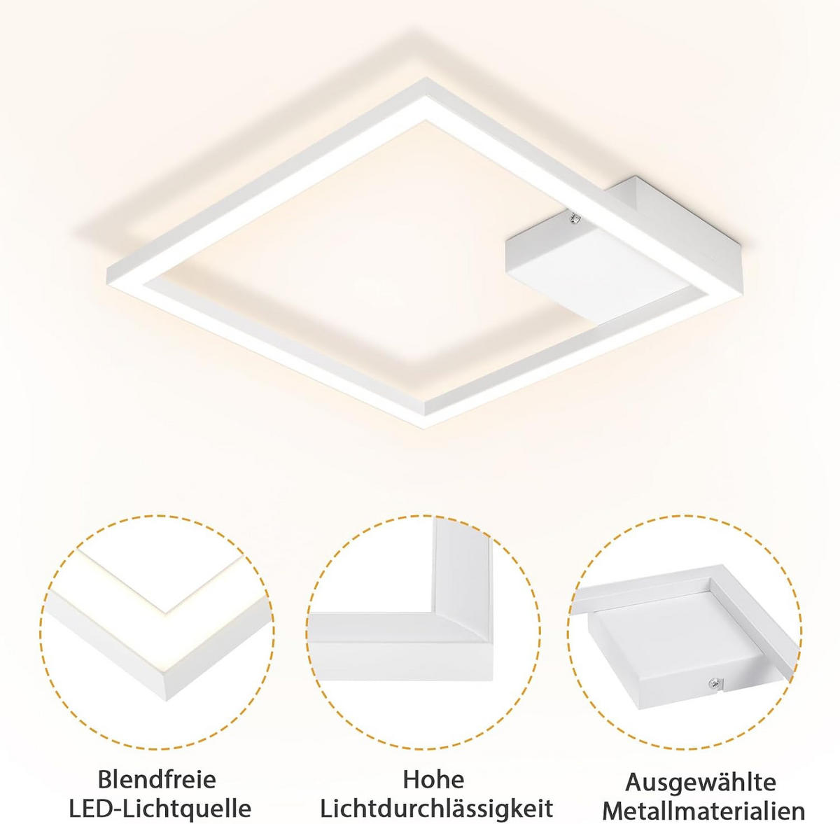 LED-DECKENLEUCHTE Dornwall 29.4/3.8/29.4 cm - Weiß, Metall (29.4/29.4/3.8cm) - ZMH
