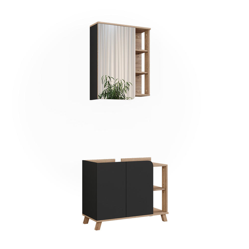 BADRUMSMÖBELSET Karen Sonoma/antracit 2 delar Sonoma ek, Antracit 65/80/35 cm