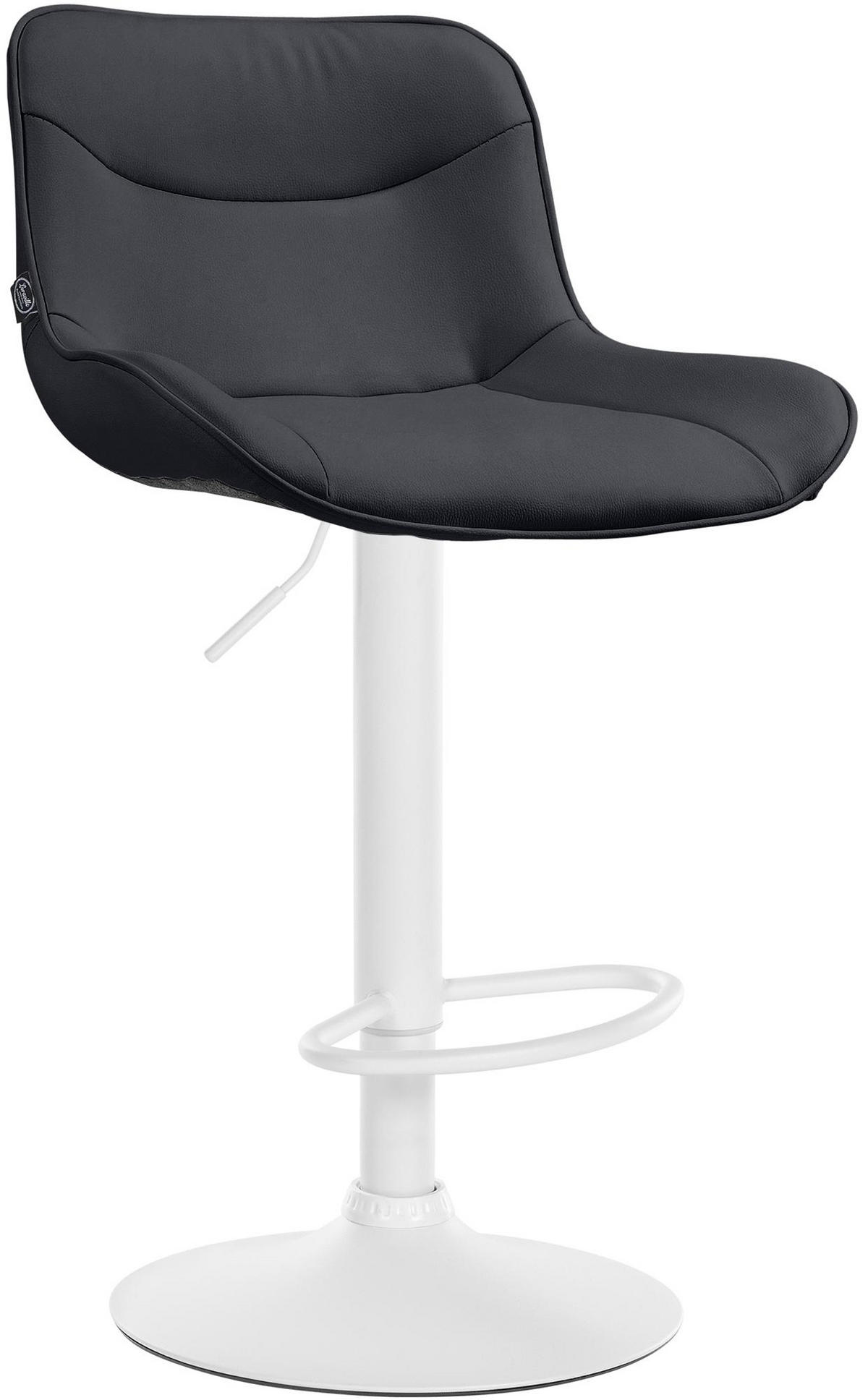 BARHOCKER Vulcano Kunstleder weiß schwarz - Schwarz/Weiß, Kunststoff/Metall (49/106/51cm) - TPFLiving
