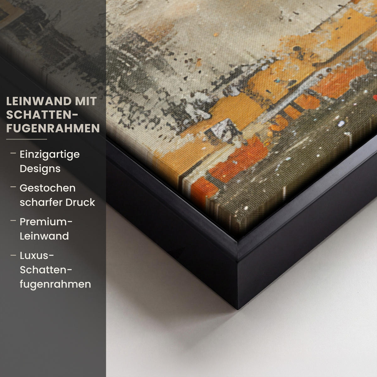 LEINWAND Bilder mit Rahmen - Graffiti - Banksy - Mädchen - Straßenkunst - 50x50 - Sandfarben, Textil (50/50cm) - MuchoWow
