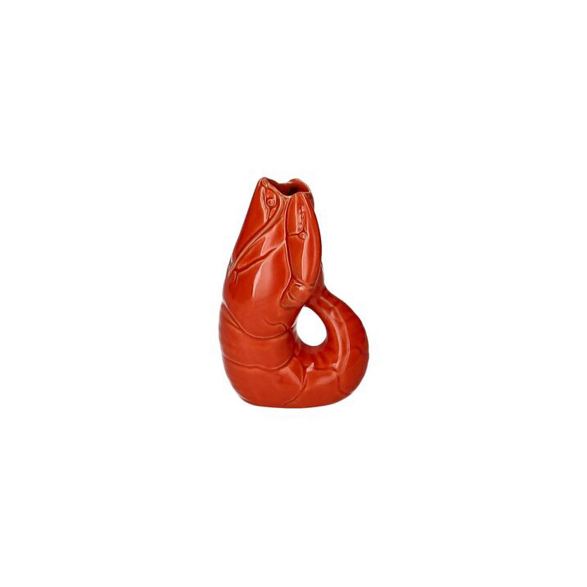 VASE Madame Crevette XS, Hummer-Form, Steingut, Orangerot, H 14 cm - Orange, Keramik (14cm) - Gift Company