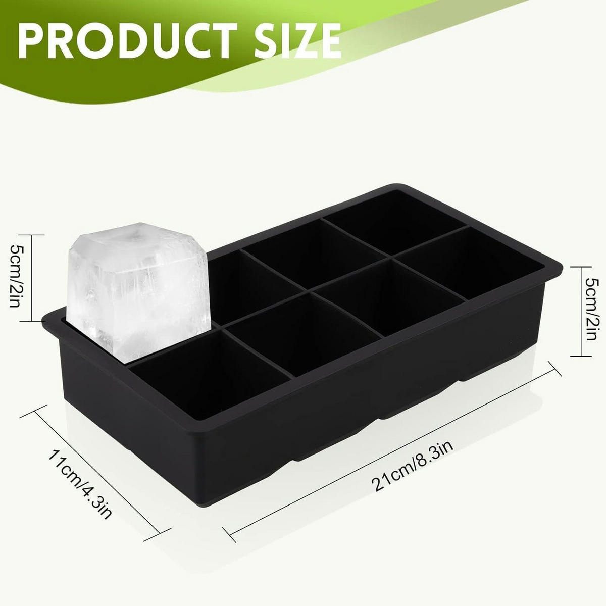 EISWÜRFELFORM Silikon 8er Set mit Deckel - Schwarz, Kunststoff (12/10/20cm)