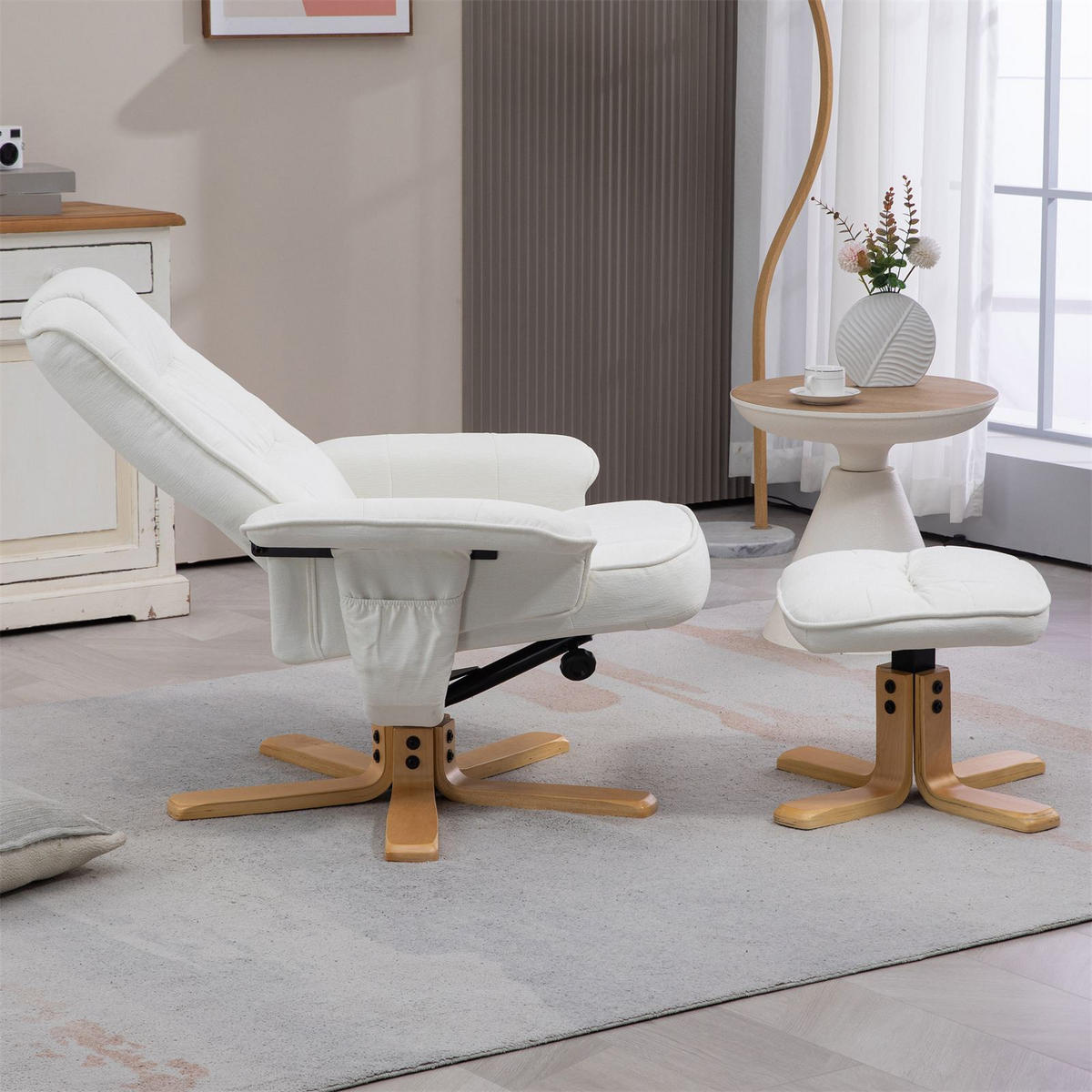 RELAXSESSELSET CHARLY - Weiß, Textil (76/87/61cm) - IDIMEX