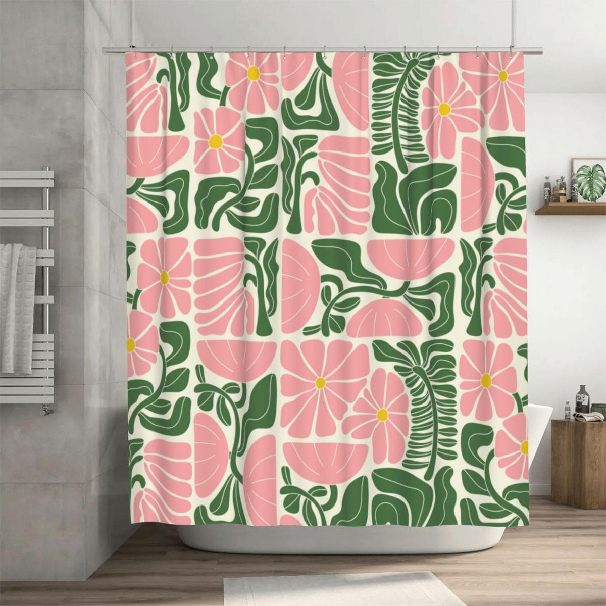 DUSCHVORHANG Boho geometrisch abstrakt floral Polyester wasserdicht mit Haken - Multicolor, Textil (180/180cm) - MCBOSON