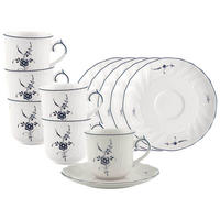 KAFFEETASSEN MIT UNTERTASSEN Vieux Luxembourg weiß-blau 120 ml 6er Set - Blau/Weiß, Keramik (14.3/8.6/14.3cm) - Villeroy & Boch