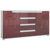 SIDEBOARD Sylt Bordeaux Hochglanz / Weiß Hochglanz - Bordeaux, Holzwerkstoff (138.5/75.5/35cm) - Vladon
