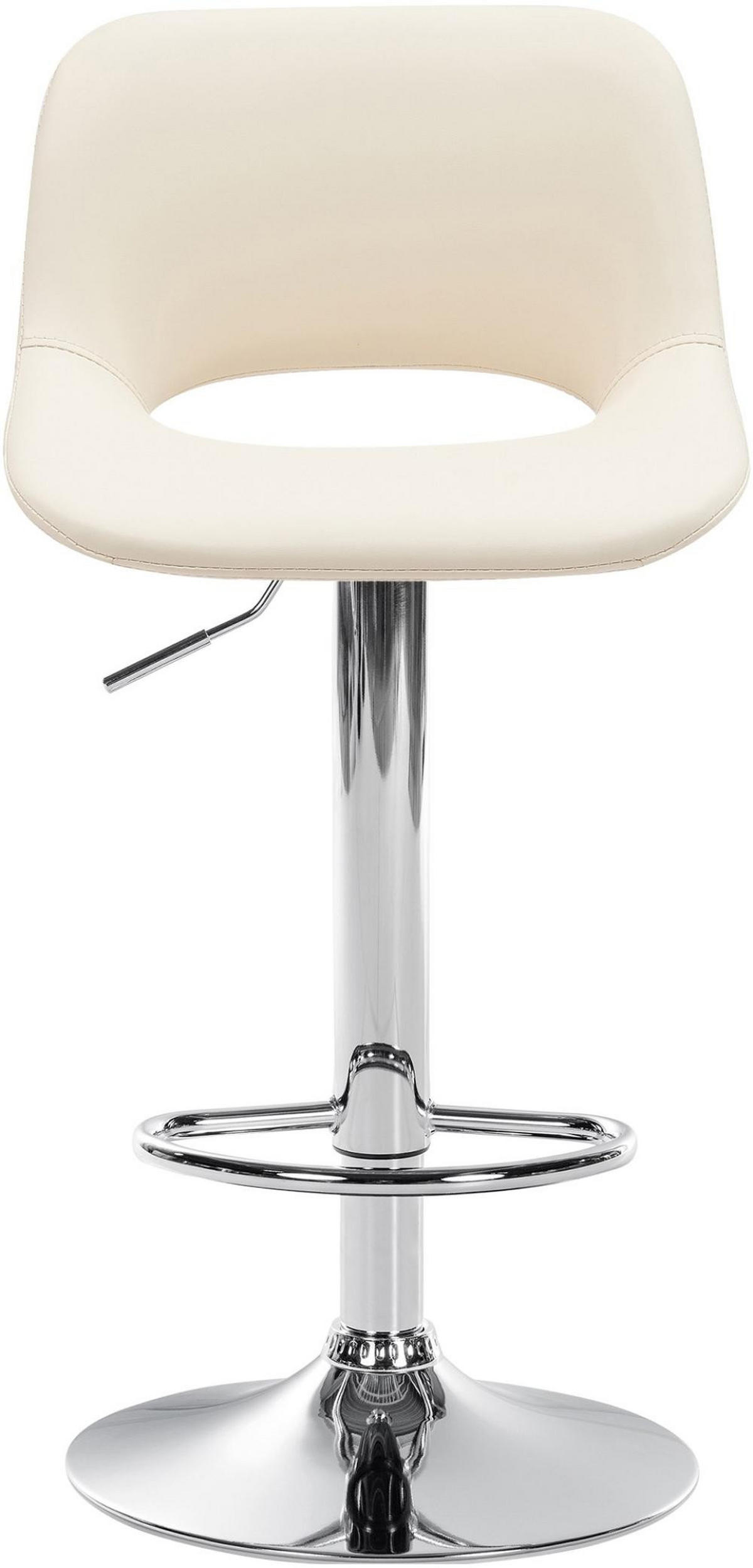 BARHOCKER 2er Set Lederlook creme - Chromfarben/Creme, Textil/Metall (42/86/46cm) - CLP