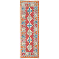 KELIM-LÄUFER handgewebt Gashgai Rot 197/63 cm Schurwolle - Rot, Textil (63/197cm) - Looma