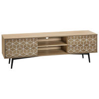 TV-MÖBEL Hellbraun, Weiß TORVI 40/160/50 cm - Hellbraun, Holzwerkstoff (160/50/40cm) - Beliani