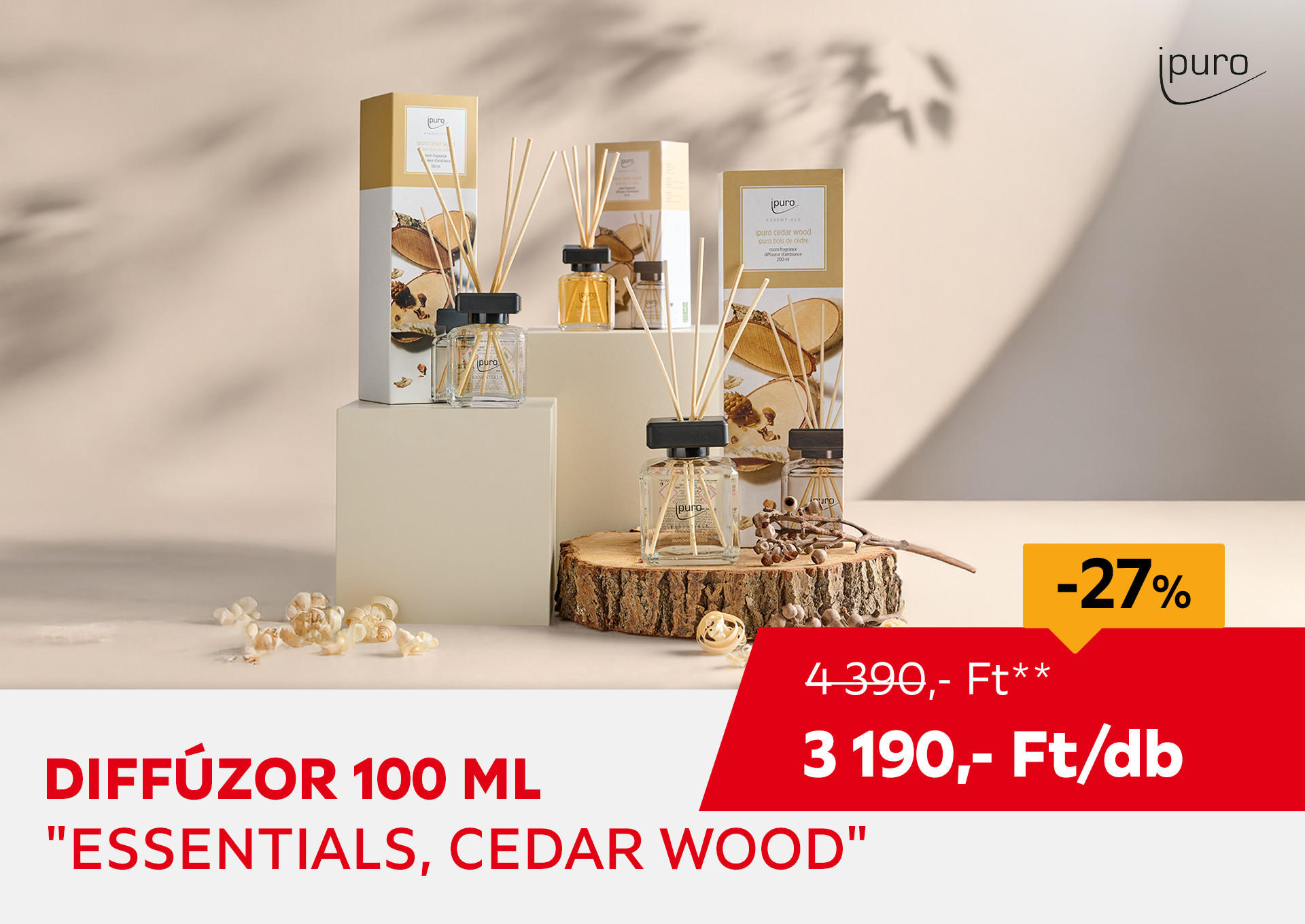 Diffúzor "Essentials, Cedar Wood", 100 ml Kiemelt termék 4390 Ft.- helyett 3190 Ft.-
