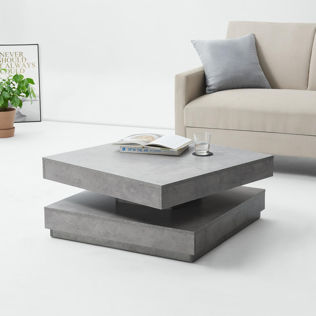 COUCHTISCH Florenz 76/76/38 cm - Grau, Holzwerkstoff (76/76/38cm) - [en.casa]