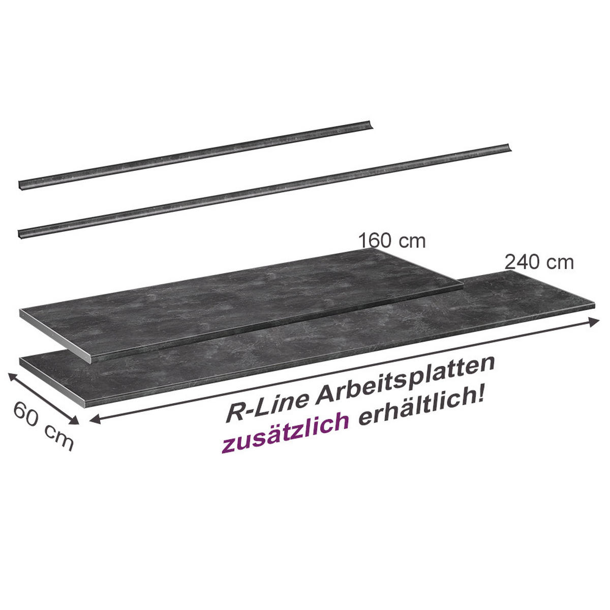 KUCHYNSKÁ DOSKA R-Line antracitová - antracitová, kompozitné drevo (240/2.8/60cm) - Vicco