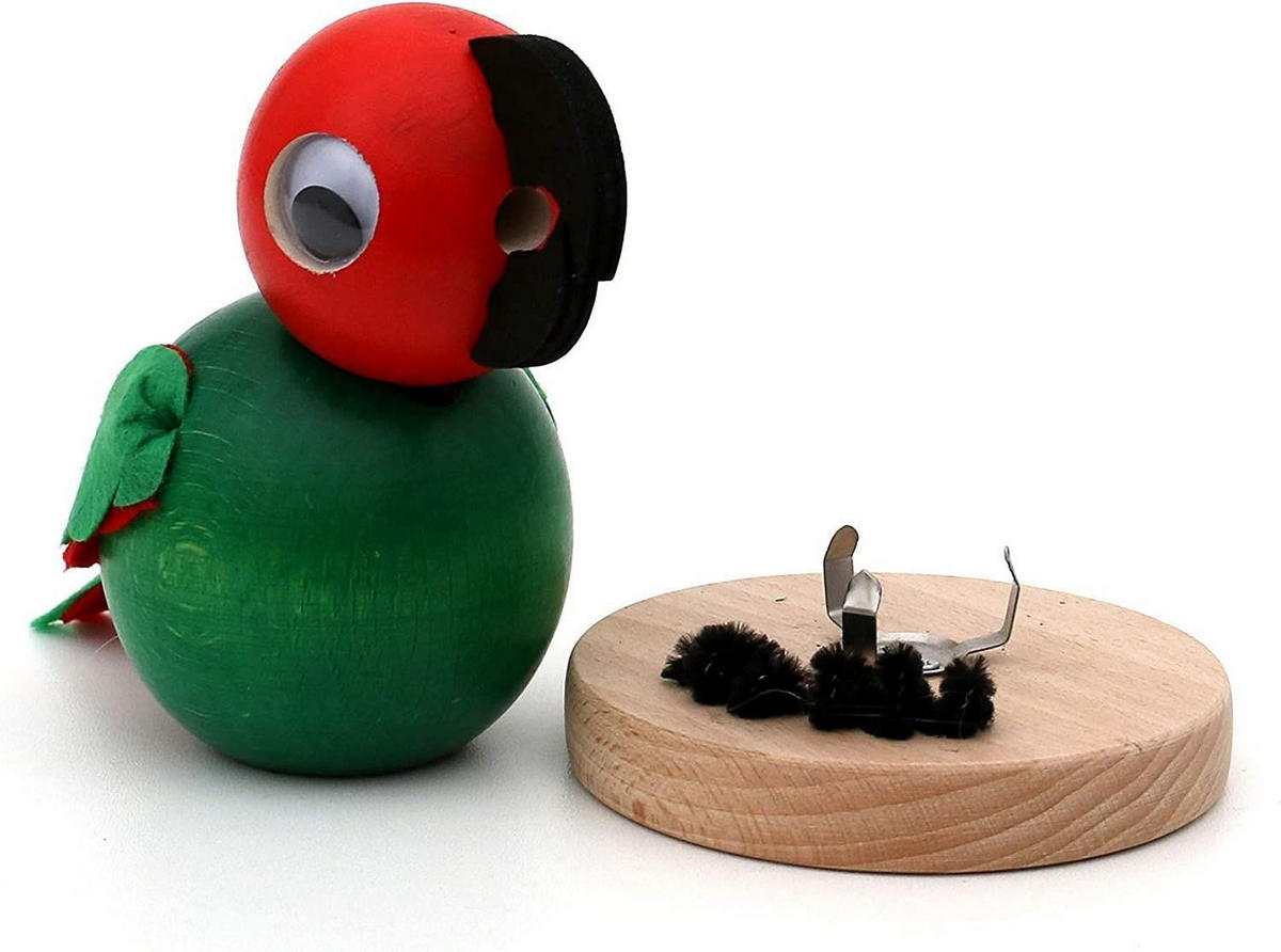 RAUCHFIGUR Papagei grün 12/9,5/12,5 cm - Multicolor, Holz (9.5/12.5/12cm) - Dekoteam24