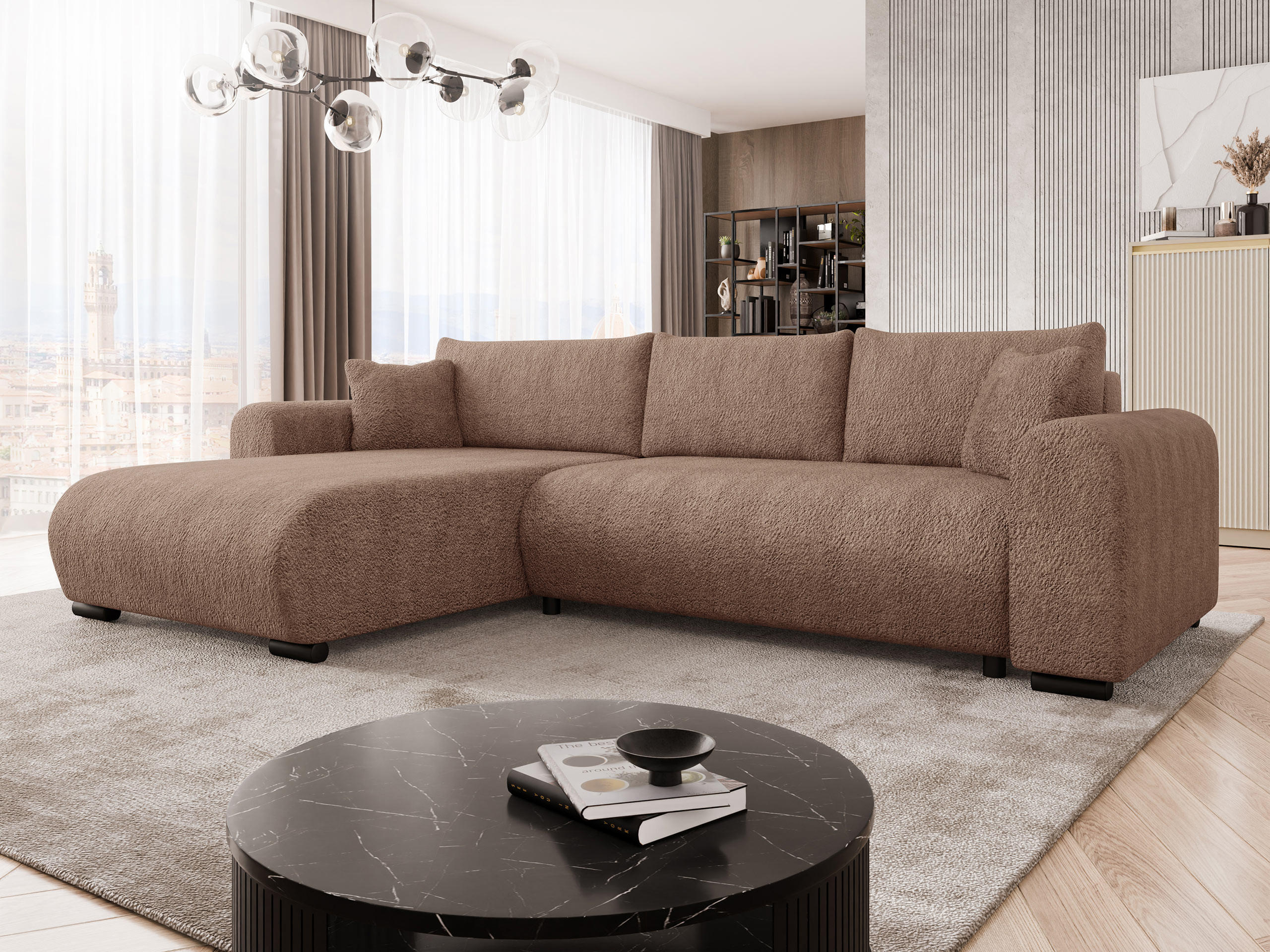 ECKSOFA Merkos - Schwarz/Braun, Holz/Textil (285/188cm) - MIRJAN24
