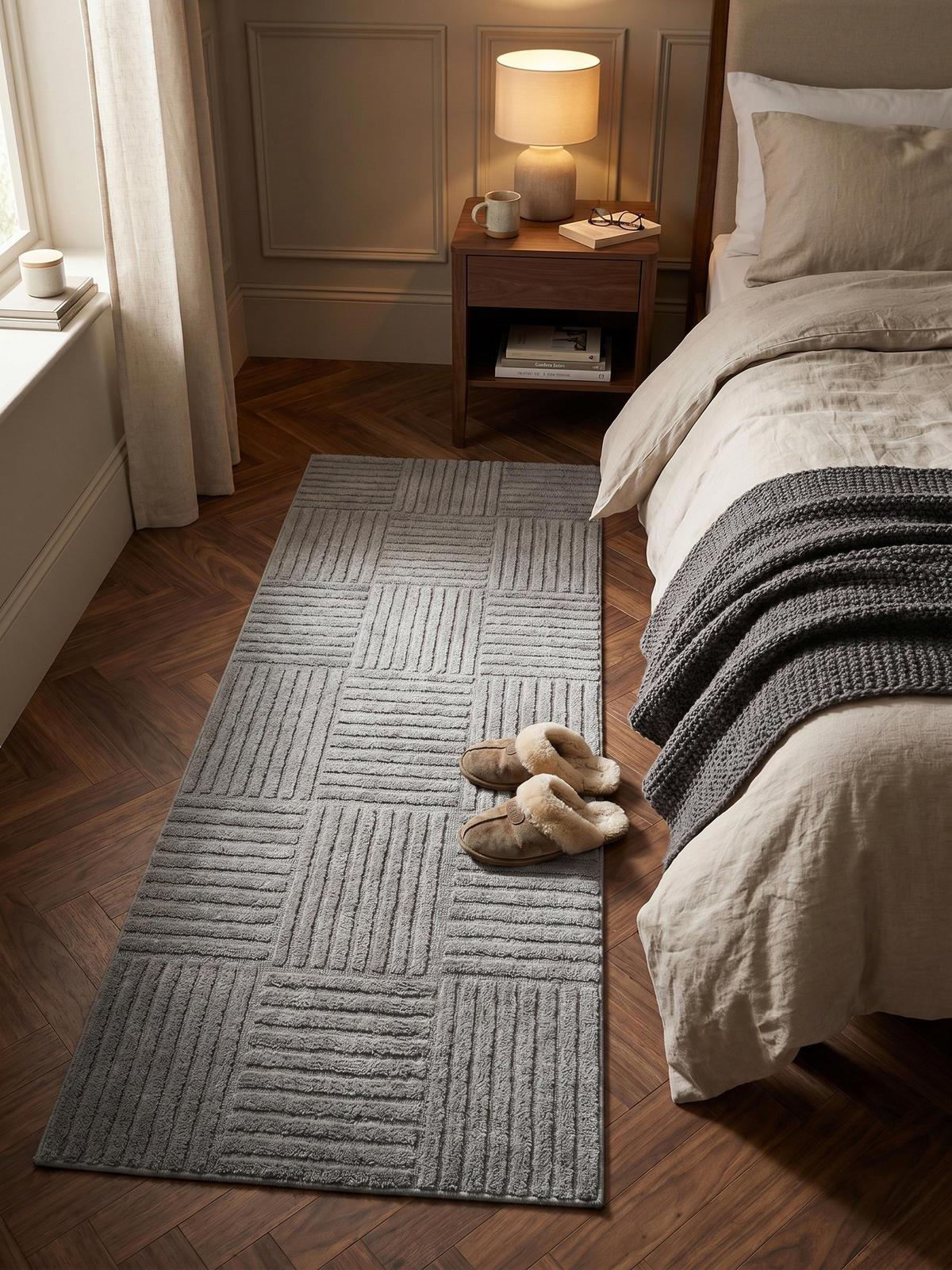 TEPPICH Hochflor RIGI in Silber, mit Cord-Streifen-Patchwork, 80 x 250 cm - Silberfarben, Textil (80/250cm) - KADIMA DESIGN