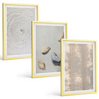 BILDER SET 3er Set - 40x60 cm Goldrahmen - Boho-Naturtexturen und -Strukturen - Goldfarben, Kunststoff (40/60cm) - TULUP
