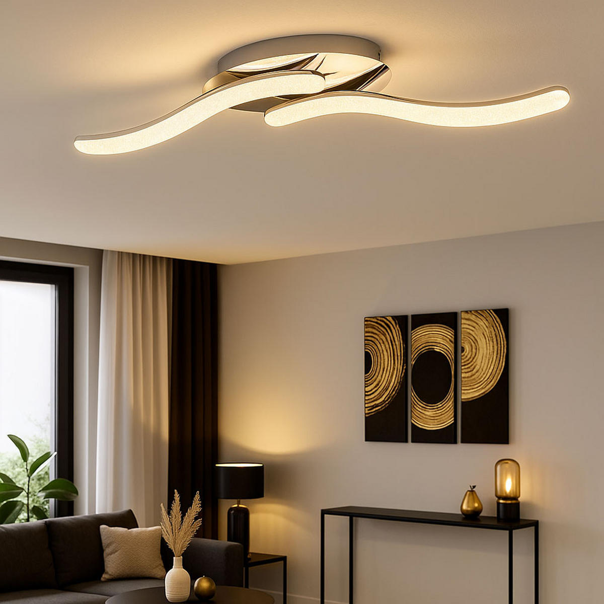 LED DECKENLEUCHTE Nabro Silber Chrom Kristalle - Silberfarben, Metall (75/20/12cm) - Globo Lighting