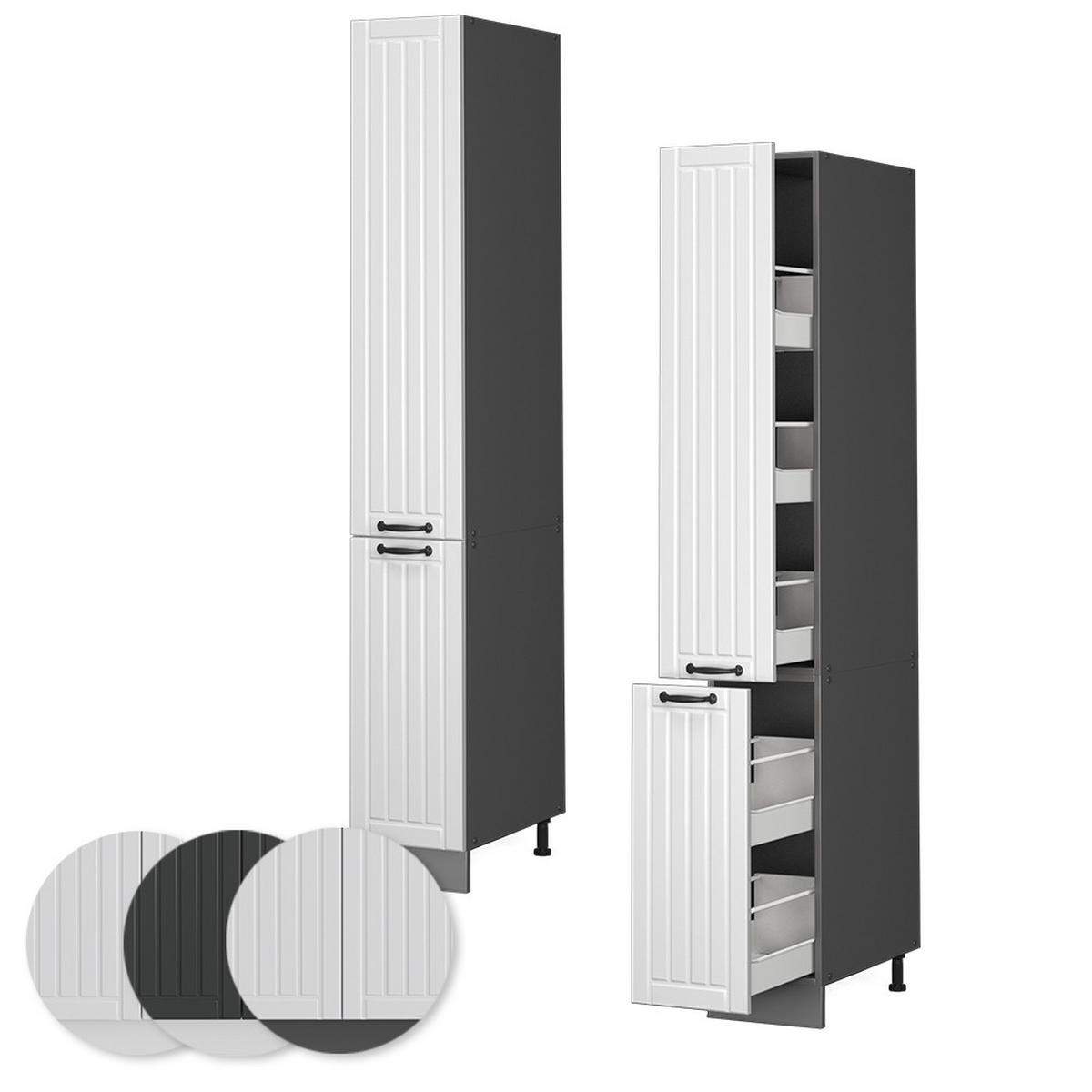 APOTHEKERSCHRANK Fame-Line Weiß Landhaus 30 cm - Anthrazit/Weiß, Holzwerkstoff (30/206.8/58cm) - Vicco