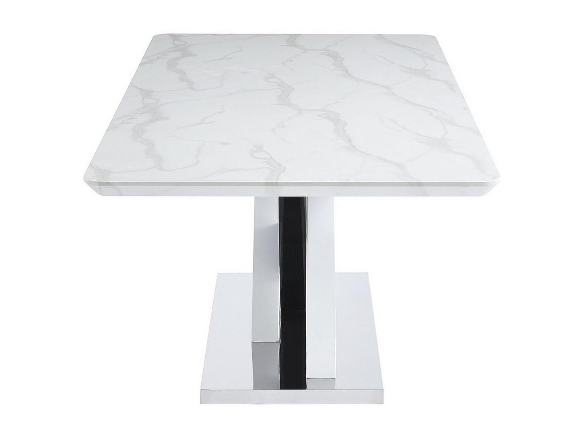 ESSTISCH 8 Personen - MDF & Edelstahl - Marmor-Optik Weiß & Schwarz - EVAELA - Schwarz, Holz (200/100/76cm) - Vente-Unique