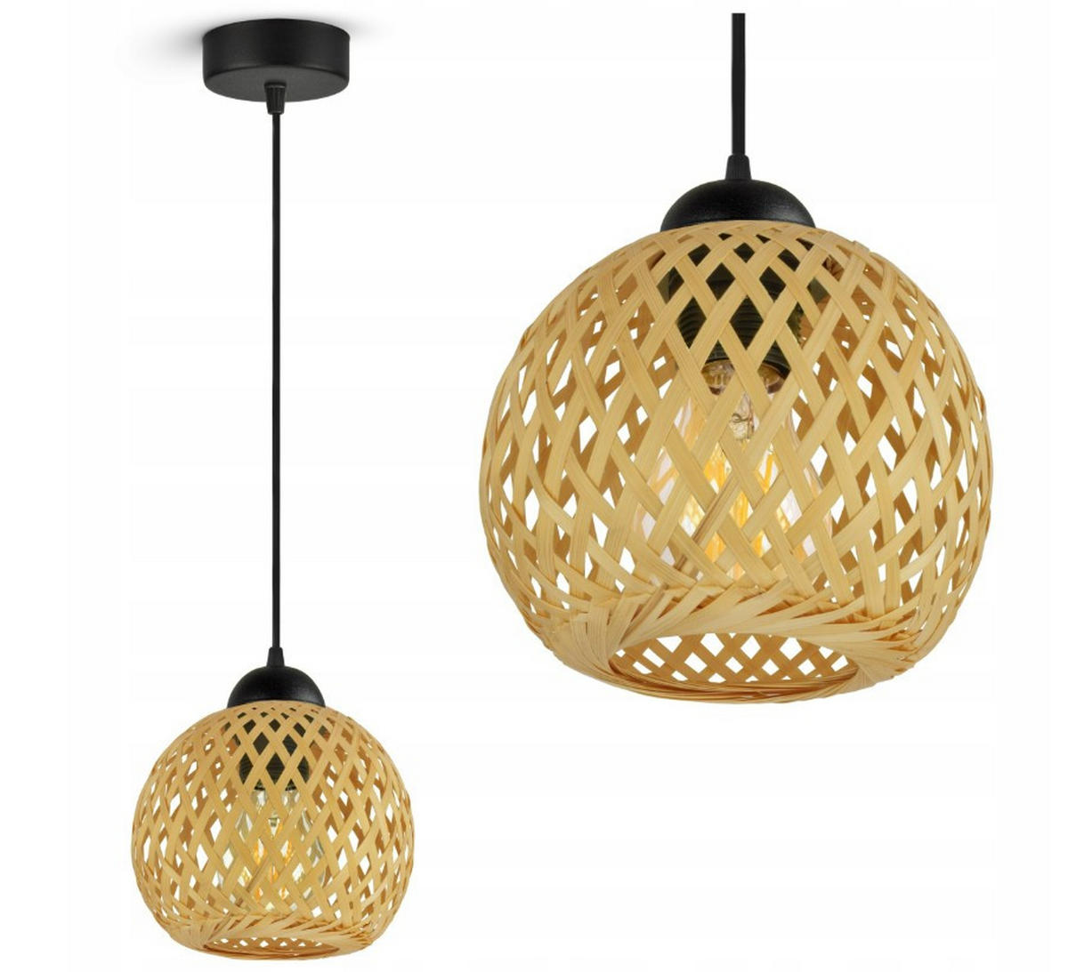 PENDELLEUCHTE BOHO - Beige/Schwarz, Holz/Metall (13/13/100cm) - kiki design