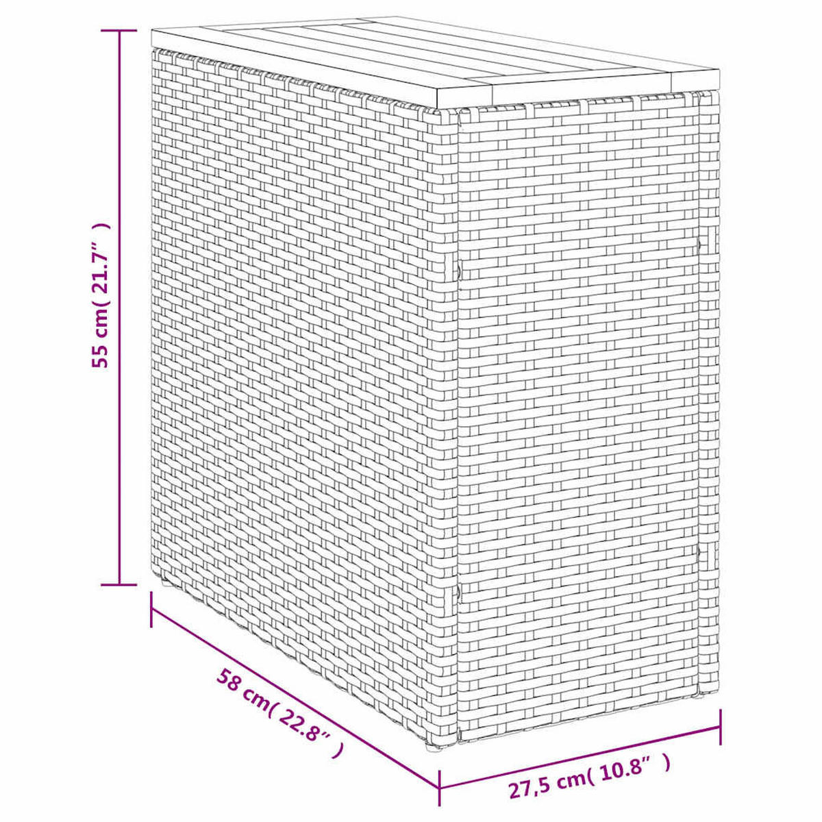 GARTEN-BEISTELLTISCH Holzplatte Beige 58/27,5/55 Cm Poly Rattan - Beige, Kunststoff (58/27.5/55cm) - vidaXL