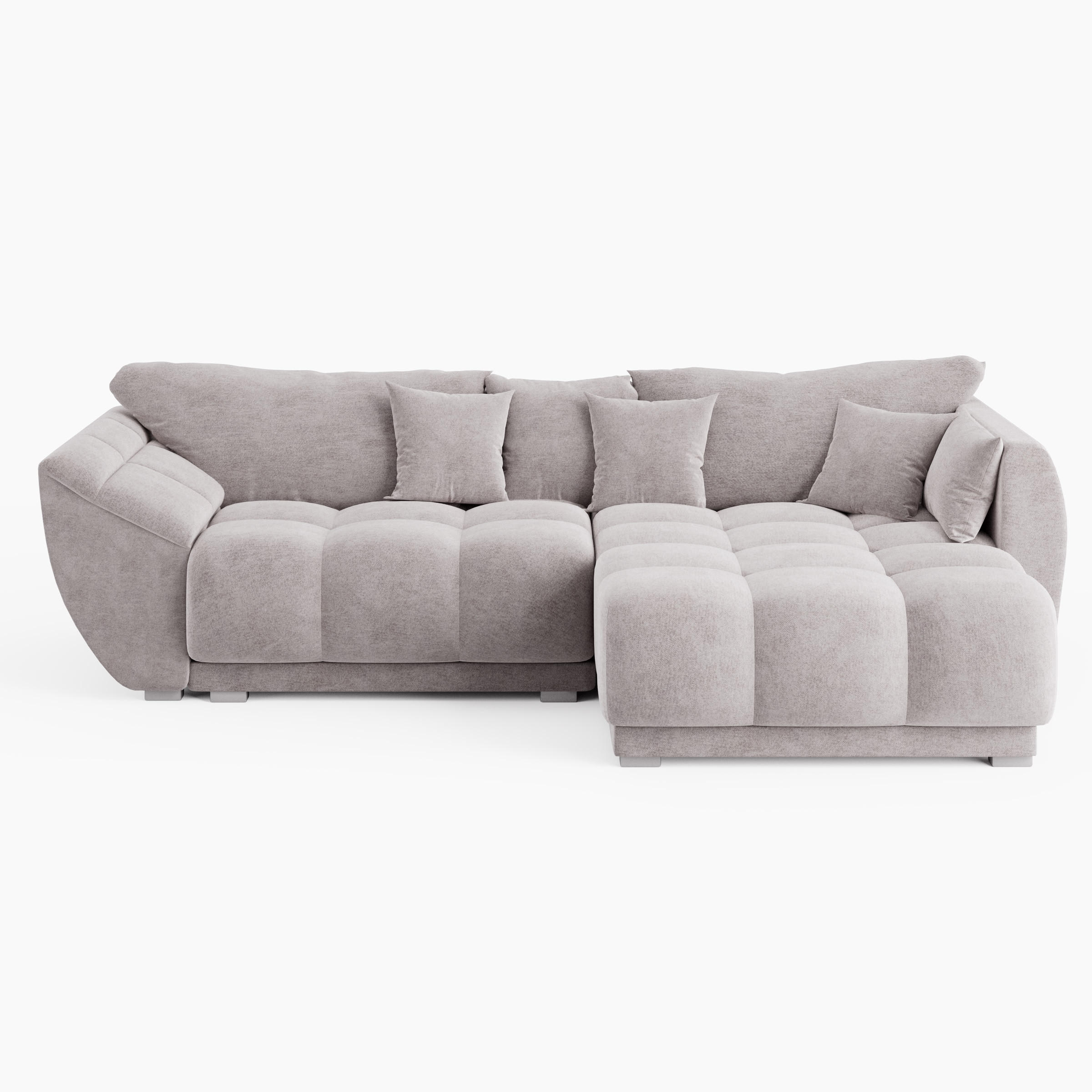 ECKSOFA LARGO Rechts Beige Velours Premium L-Form Couch mit Schlaffunktion & Bettkasten - Beige/Schwarz, Holz (285/180cm) - Barchello