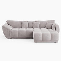 ECKSOFA LARGO Rechts Beige Velours Premium L-Form Couch mit Schlaffunktion & Bettkasten - Beige/Schwarz, Holz (285/180cm) - Barchello