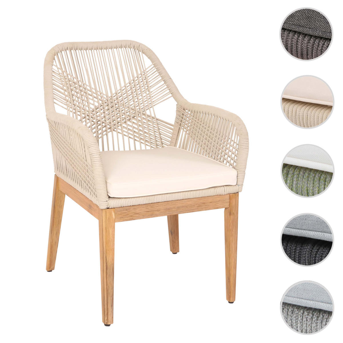 GARTENSTUHL H56B Beige - Beige, Holz (58/85/59cm) - MCW
