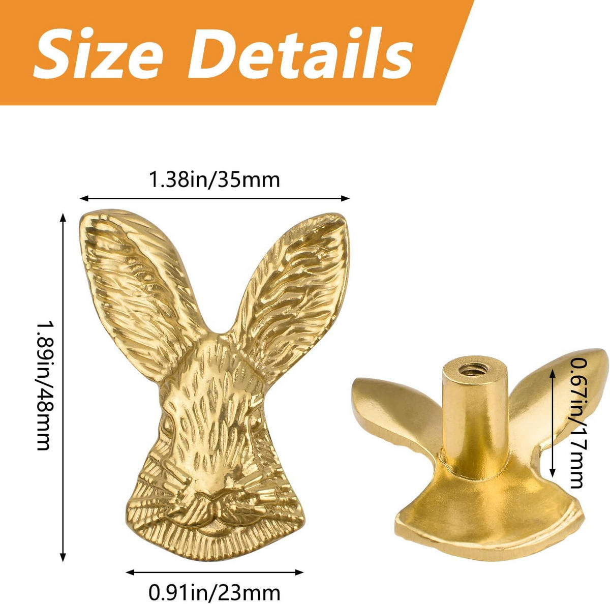 SCHRANKKNOPF Messing 2er-Set - Orange, Metall (0.46/1.8/0.36cm)