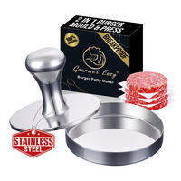 2-IN-1 Burgerpresse aus Edelstahl, Patty-Maker, robust, leicht zu reinigen - Edelstahlfarben, Metall (12.5/9.1/9.1cm) - Gourmet Easy