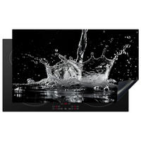 HERDABDECKPLATTE Wasser - Spritzwasser - Schwarz Ceranfeldabdeckung 90x52 cm - Schwarz, Kunststoff (90/52/0.2cm) - MuchoWow