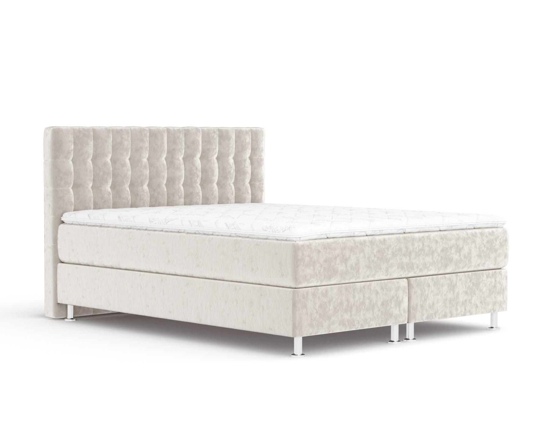 BOXSPRINGBETT Sorrento Ecru 160/200 cm mit Latex-Topper - Ecru/Silberfarben, Holz/Holzwerkstoff (160/200cm) - Maison de Reve