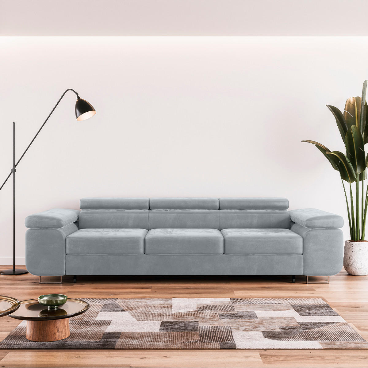 SCHLAFSOFA Lyam 3 Sitzplätze Hellgrau - Grau, Holzwerkstoff (275/69/100cm) - Petits-meubles