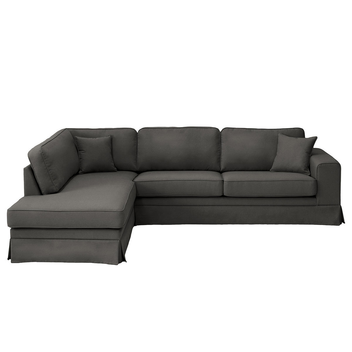 ECKSOFA mit Husse - Ottomane, Webstoff - Anthrazit/Schwarz, Kunststoff/Textil (297/210cm) - home24
