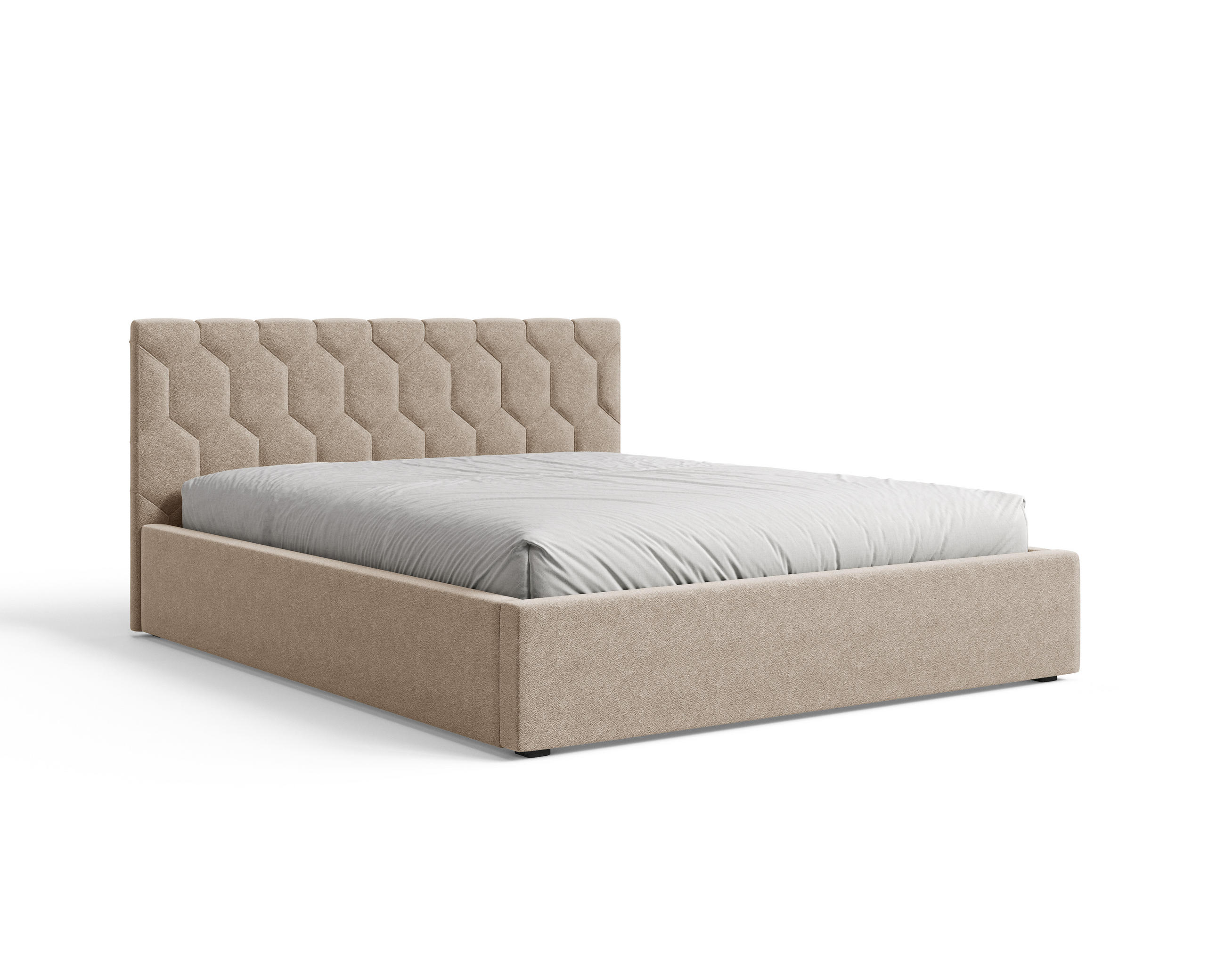 POLSTERBETT 02 180 x 200 cm – Casa – Bett mit Federmechanismus und Stauraum - Beige, Holz - ROYAL24_MARKT