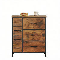 KOMMODE in Rustikalbraun und Schwarz 63,5x30x73 cm mit 7 Stoffschubladen - Braun, Holz (30/73/63.5cm) - IVMEU
