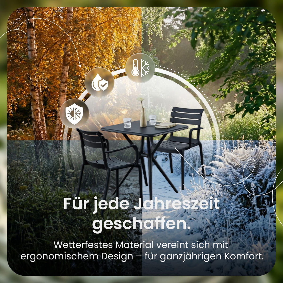 GARTENSITZGRUPPE 2 Kunststoff Schwarz - Schwarz, Kunststoff - CLP