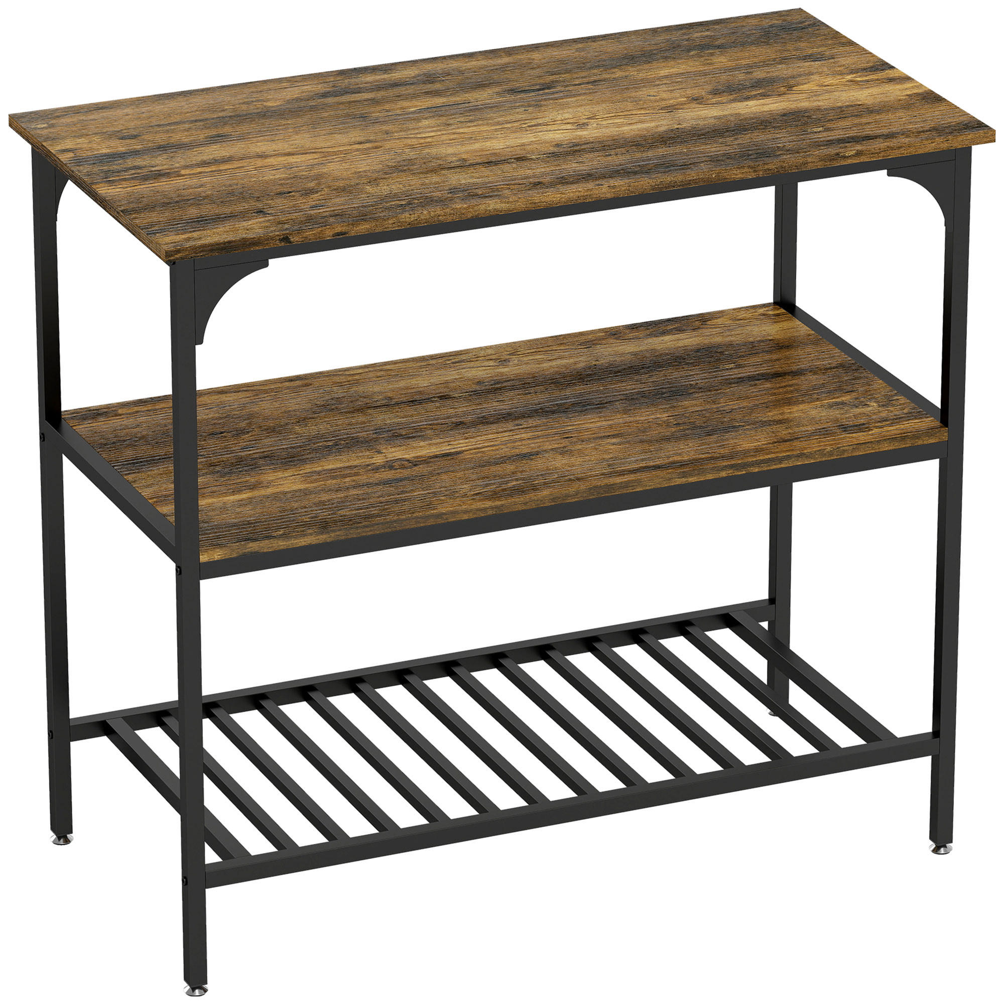 KÜCHENREGAL Spanplatte Stahl Rustikal-Braun - Braun, Holzwerkstoff (50/90/100cm) - HOMCOM