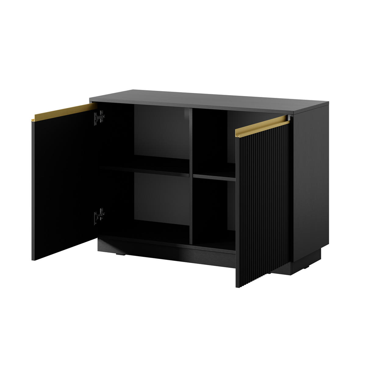 KOMMODE MAESTRO 104/72/39 cm mit 2 Türen Schwarz - Schwarz, Holzwerkstoff (104/72/39cm) - MASSENO