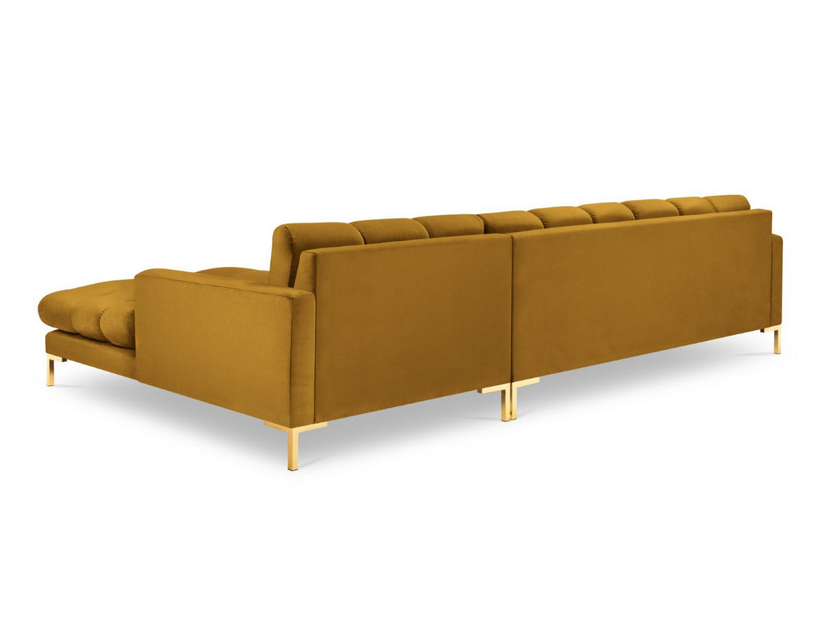 ECKSOFA rechts Mamaia aus Samt gelb 5 Sitzplätze - Gelb, Textil (185/293cm) - Micadoni