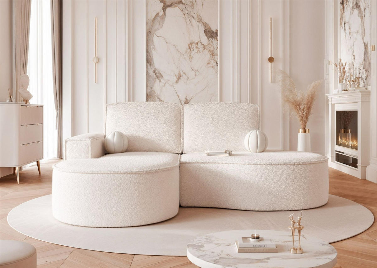 ECKSOFA Arlet In Stoff Abriamo - Creme, Holzwerkstoff/Textil (277/156cm) - Fun Möbel