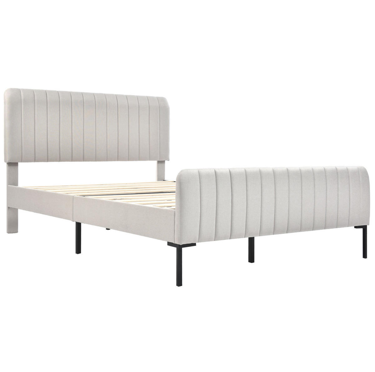 POLSTERBETT 180/200 cm mit verstellbarem Kopfteil und Lattenrost, Leinenbezug, Grau-Beige - Grau, Textil (180/200cm) - Redom