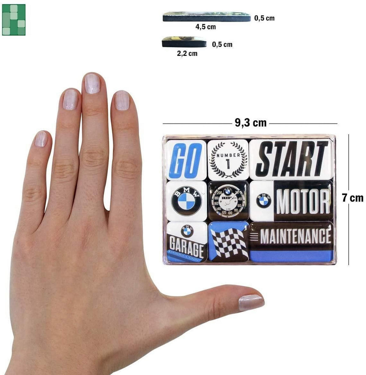 MAGNETSET 9-teilig BMW Motor - Multicolor, Metall (9/7/2cm) - Nostalgic-Art