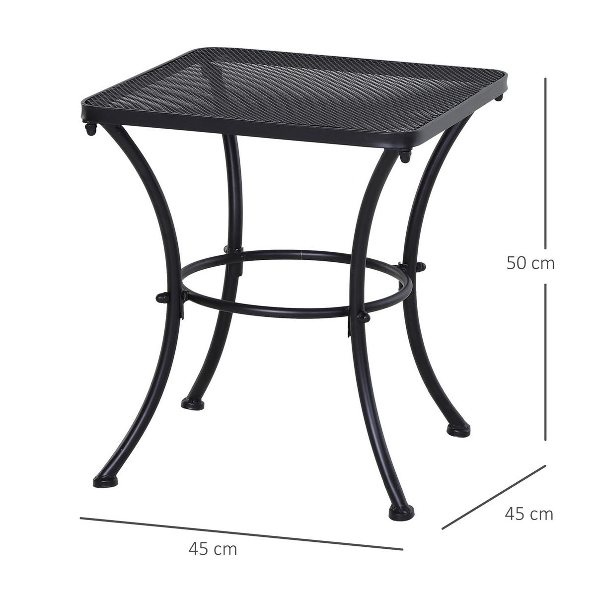 BEISTELLTISCH 45/45/50 cm aus Metall in Schwarz – quadratisch für Balkon & Terrasse - Weiß, Metall (45/45/50cm) - BEAOK